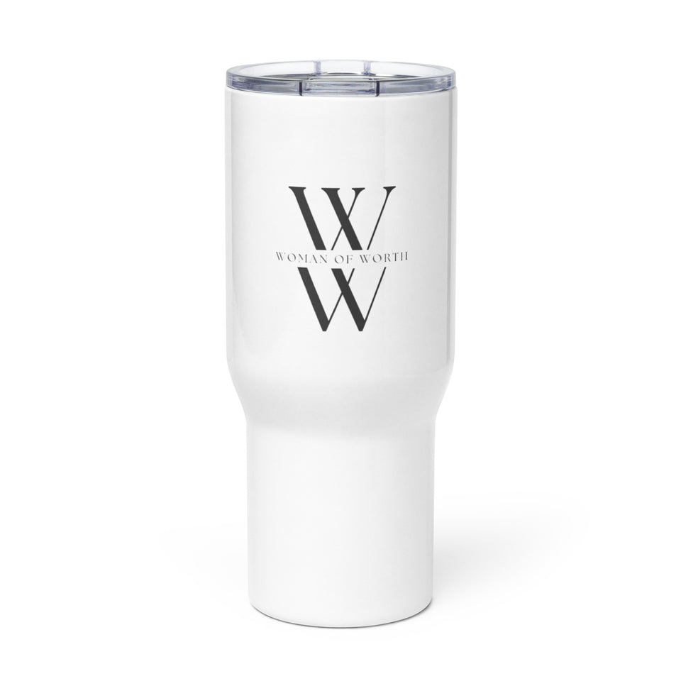 Woman of Worth Travel mug with a handle